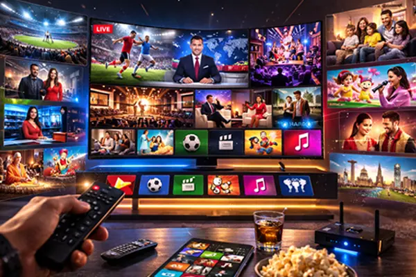 Live TV channels on screen