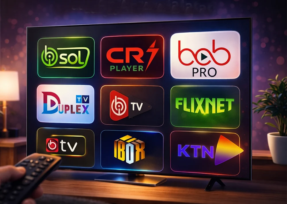 Premium IPTV player app interface on screen